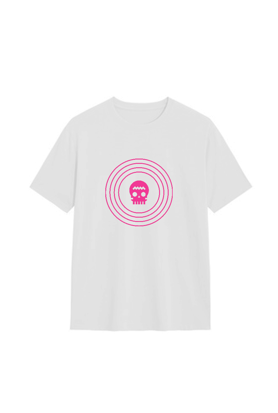 White ZⓈONAMACO unisex t-shirt with pink skull 