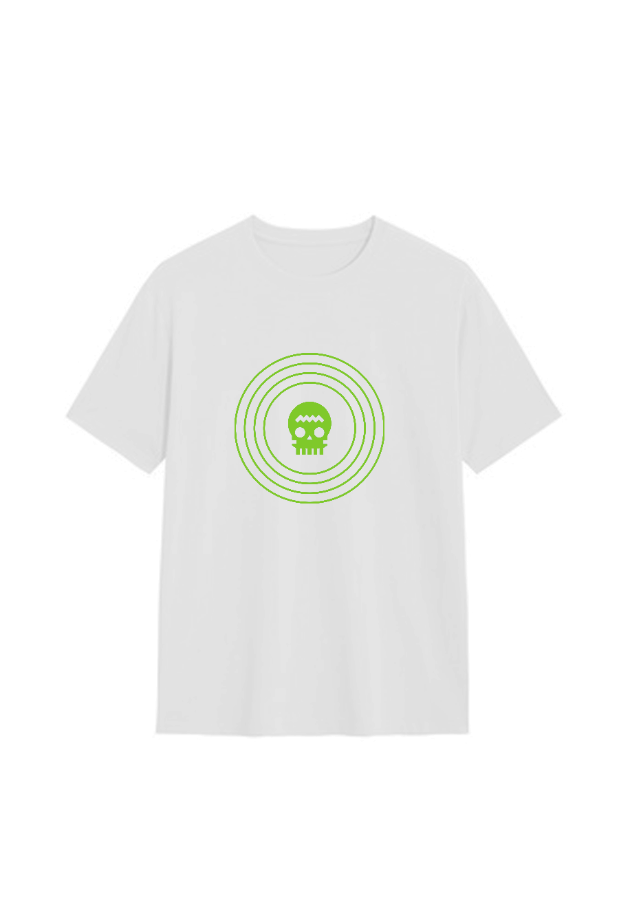 Playera ZⓈONAMACO unisex blanca con calavera verde